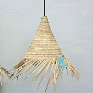 LÁMPARA HOJA DE PALMA CONO CON FLECOS