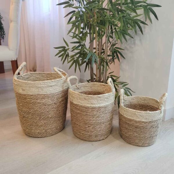 Conjunto cestas fibras naturales olivia
