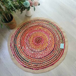 ALFOMBRA REDONDA YUTE Y ALGODON NATURAL CUBA