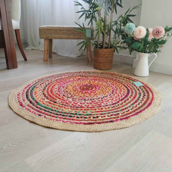 Alfombra redonda yute y algodon natural cuba - Imagen 4