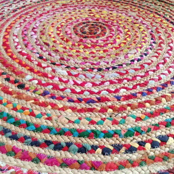 Alfombra redonda yute y algodon natural cuba - Imagen 3