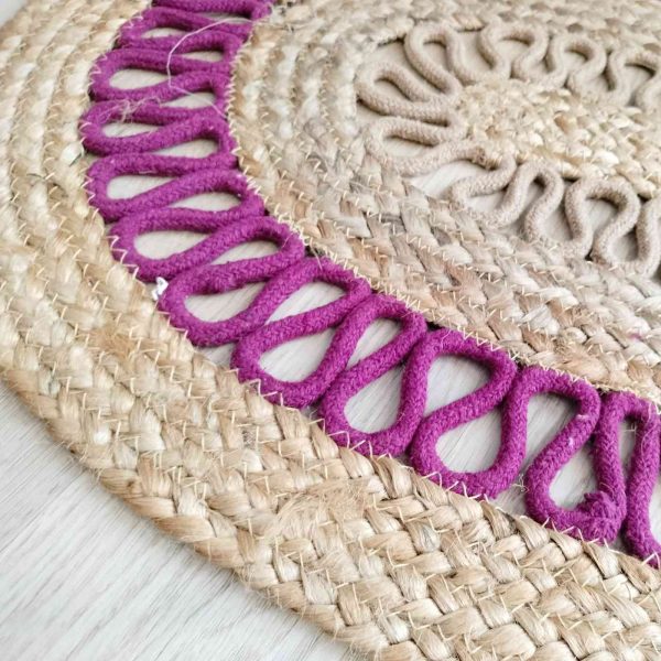 Alfombra yute natural y algodón bao oval - Imagen 2