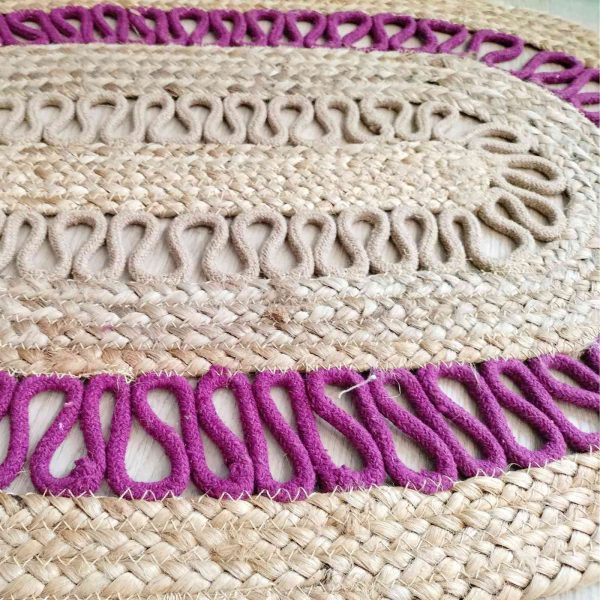 Alfombra yute natural y algodón bao oval - Imagen 3