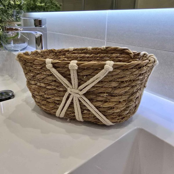 Cesta fibra natural y algodón mali - Imagen 3