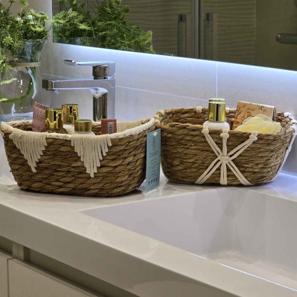 Cesta fibra natural y algodón mali - Imagen 4