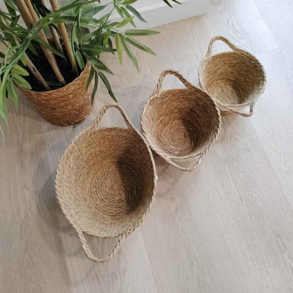 Conjunto cestas fibras naturales bahía - Imagen 4