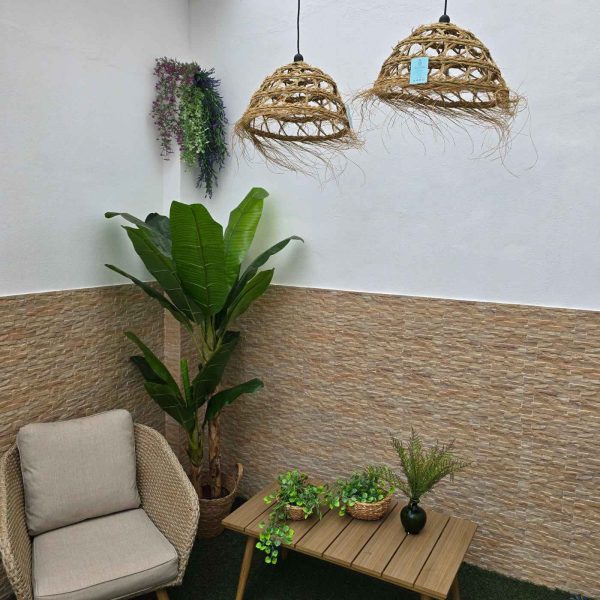 Lámpara esparto natural araña - Imagen 2