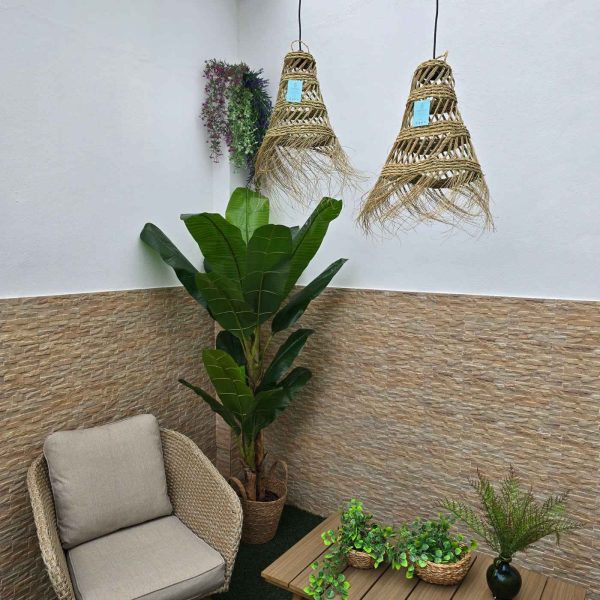 Lámpara esparto natural trenzada - Imagen 3