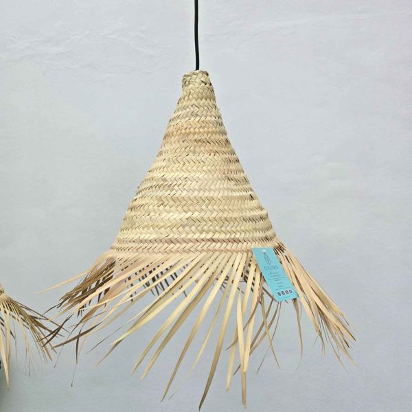 Lámpara hoja de palma cono con flecos