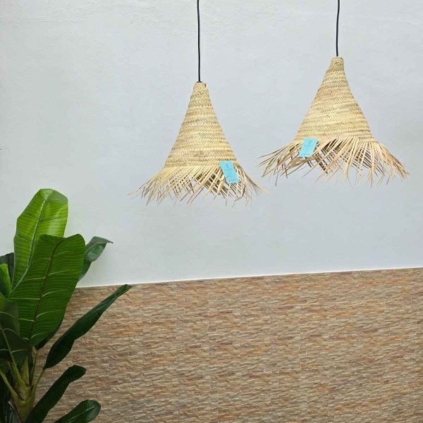 LÁMPARA HOJA DE PALMA CONO CON FLECOS 5