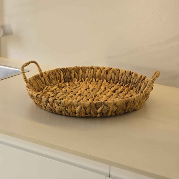 Bandeja redonda con asas fibra natural - Imagen 2