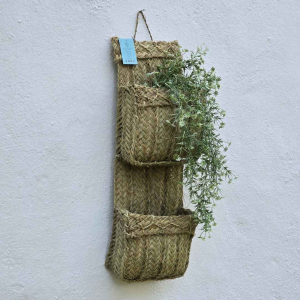 Macetero cuadrado doble esparto natural