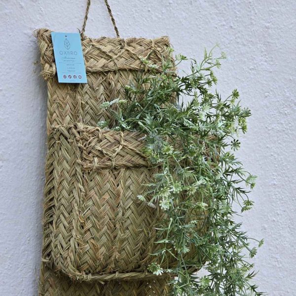 Macetero cuadrado doble esparto natural - Imagen 2