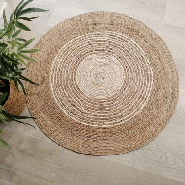 Alfombra Sun de rafia en fibra natural — diseño circular boho‑nórdico - Imagen 3