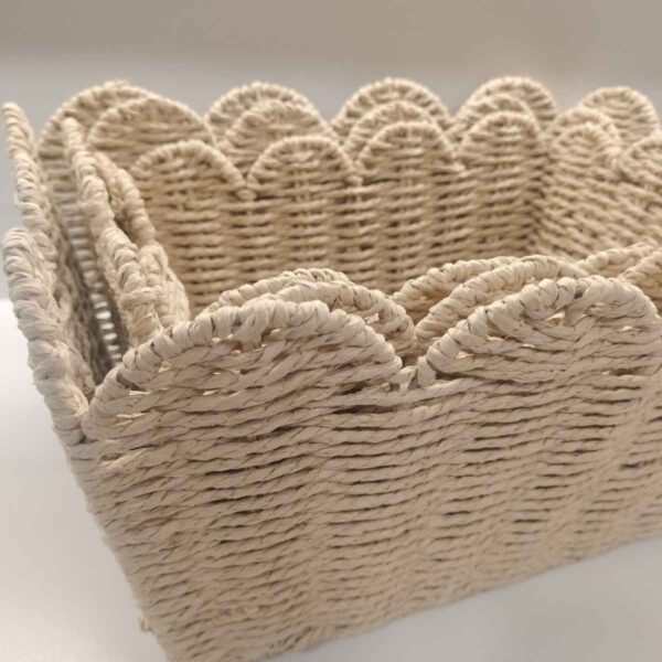 Conjunto de 3 cestas de fibra natural con bordes decorados Eloisa - Imagen 3