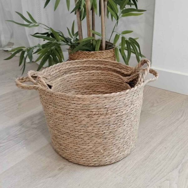 Conjunto de 3 cestas de fibra natural Sevilla — diseño nórdico y esencia natural - Imagen 3