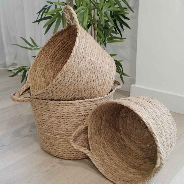Conjunto de 3 cestas de fibra natural Sevilla — diseño nórdico y esencia natural - Imagen 2